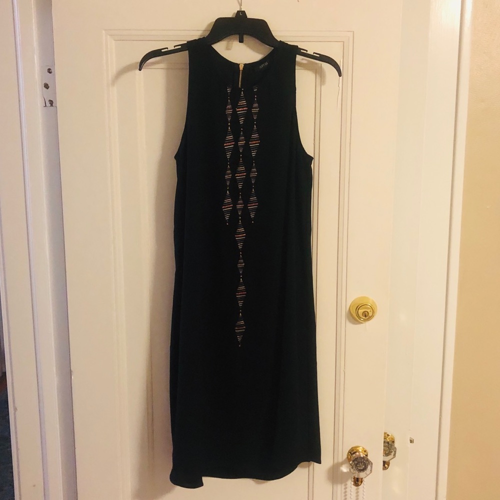 Apt. 9 Black cotton shift dress with bronze detail